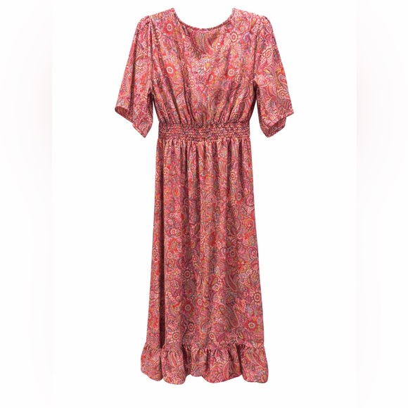 Boemo Pink Paisley Boho Maxi Dress | Size L 🌸🌸🌸 Beautiful! - Picture 3 of 8